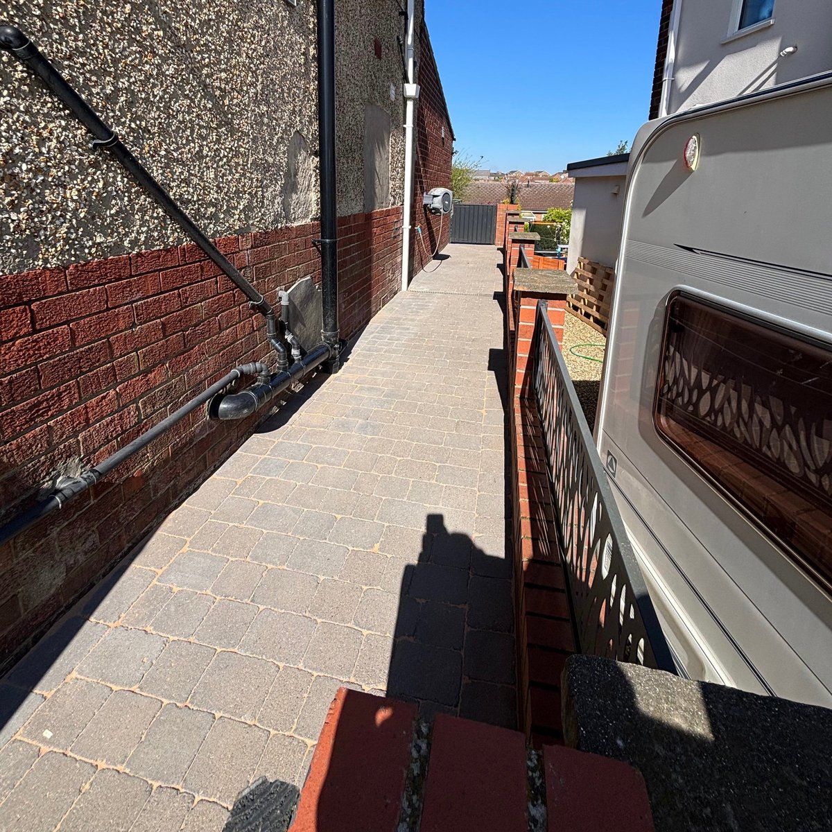 Clean driveway after pressure washing